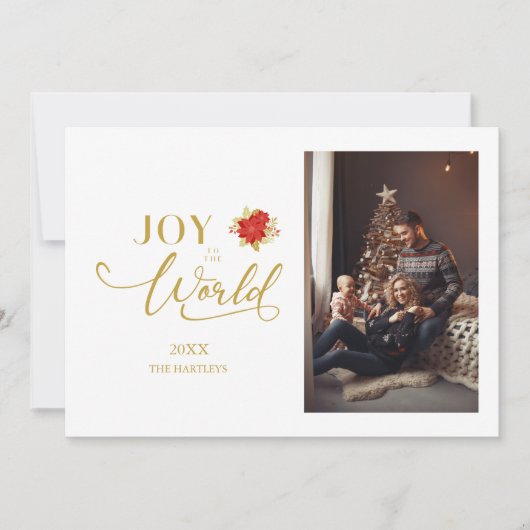 世エレガント界のクリスマスへのポインセチアス喜び シーズンカード (正面)