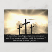 世カスタム界を克服したヨハネ16:33聖書 ポストカード (正面)