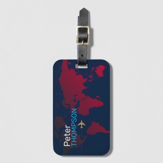 世パーソナライズされたエレガント図旅行 ラゲッジタグ (正面縦)