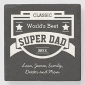 世パーソナライズされた界の最高のパパ ストーンコースター (正面)