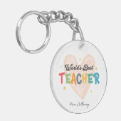 世パーソナライズされた界の最高の先生 キーホルダー (正面左)