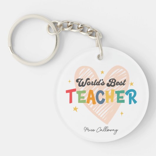 世パーソナライズされた界の最高の先生 キーホルダー (正面)