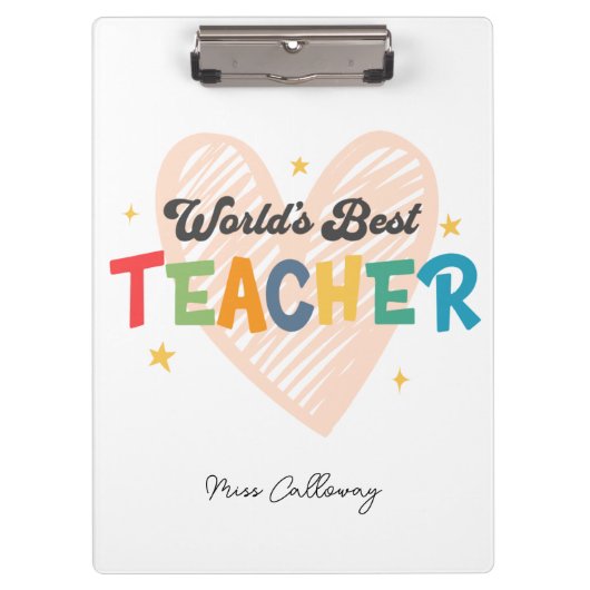世パーソナライズされた界の最高の先生 クリップボード (正面)
