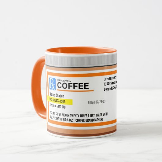 世パーソナライズされた界の祖父最高のの処方箋 マグカップ (正面左)