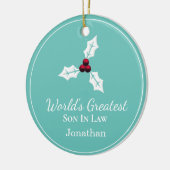 世パーソナライズされた界最大の息子 セラミックオーナメント (左)