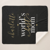 世パーソナライズされた界最高の母黒番と金ゴールド シェルパブランケット (正面(横))