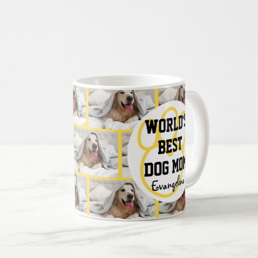 世パーソナライズされた界最高の犬の母の写真 コーヒーマグカップ (正面右)