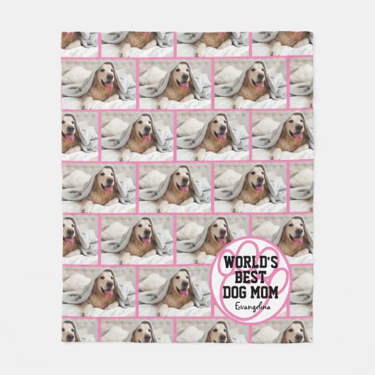 世パーソナライズされた界最高の犬の母の写真 フリースブランケット (正面)