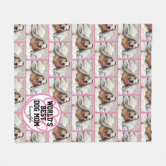 世パーソナライズされた界最高の犬の母の写真 フリースブランケット (正面(横))