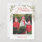 世モダン界のクリスマス写真への喜び シーズンカード (正面)