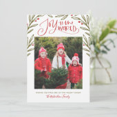 世モダン界のクリスマス写真への喜び シーズンカード (スタンド正面)