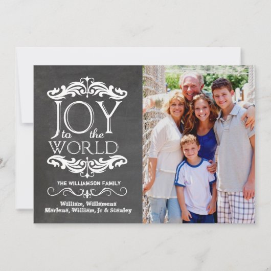 世モダン界のフラット写真カードへのチャルクボードの喜び シーズンカード (正面)