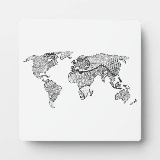 世ユニーク界地図アートドール フォトプラーク (正面)