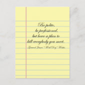 世代"不機嫌ドッグ"マティス"礼儀正しくなる"引用文ポストカード ポストカード (正面)