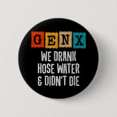 世代X世代Xホース水世代X世代おもしろいX世代 缶バッジ (正面)