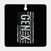 世代X世代Xerアメリカ国旗誇りを持ったX世代 メタルオーナメント (裏面)