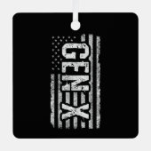 世代X世代Xerアメリカ国旗誇りを持ったX世代 メタルオーナメント (正面)