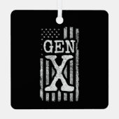 世代X世代Xerアメリカ国旗誇りを持ったX世代 メタルオーナメント (裏面)