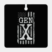 世代X世代Xerアメリカ国旗誇りを持ったX世代 メタルオーナメント (正面)
