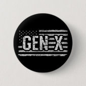 世代X世代Xerアメリカ国旗誇りを持ったX世代 缶バッジ (正面)