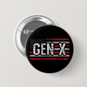 世代X世代Xerアメリカ国旗誇りを持ったX世代 缶バッジ (正面&裏面)