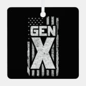 世代X世代Xerアメリカ誇りを持った国旗X世代 メタルオーナメント (正面)