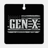 世代X世代Xerアメリカ誇りを持った国旗X世代 メタルオーナメント (裏面)