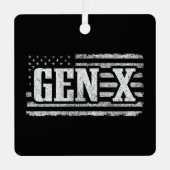 世代X世代Xerアメリカ誇りを持った国旗X世代 メタルオーナメント (正面)