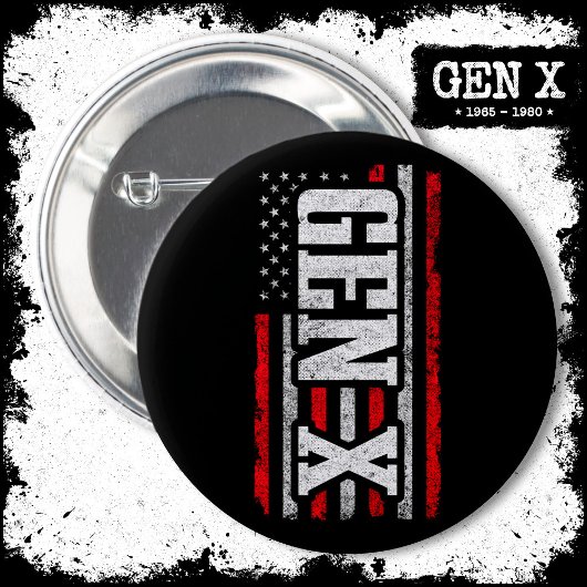 世代X世代Xerアメリカ誇りを持った国旗X世代 缶バッジ