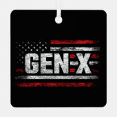 世代X世代Xer世代Xアメリカ国旗X世代 メタルオーナメント (裏面)