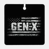 世代X世代Xer世代Xアメリカ国旗X世代 メタルオーナメント (裏面)