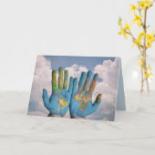 世俗的な手の挨拶状 カード (黄色い花)