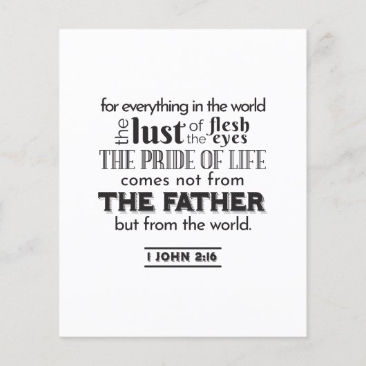 世俗的誘惑 – 1ヨハネ2:16聖書の聖句 チラシ (裏面)