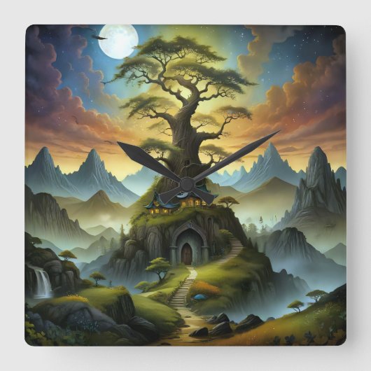 世失った界 スクエア壁時計 (正面)