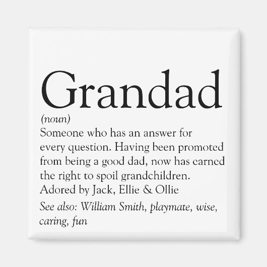 世最高の界のおじいちゃんおじいちゃんパパの定義 マグネット (正面)