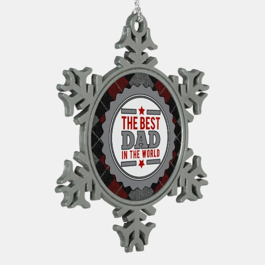 世最高の界のパパアーガイル パターン(の模様が)ある スノーフレークピューターオーナメント (左)