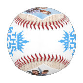 世最高の界のパパ4枚パーソナライズされたの写真 野球ボール (裏面)