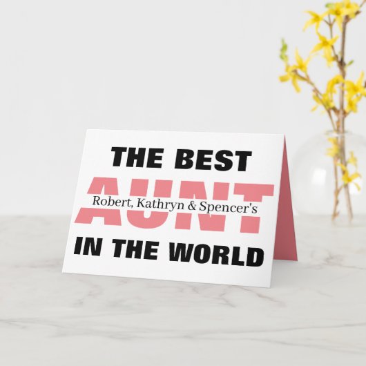 世最高の界の叔母パーソナライズされた カード (黄色い花)