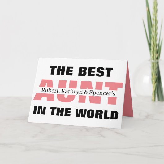 世最高の界の叔母パーソナライズされた カード (正面)