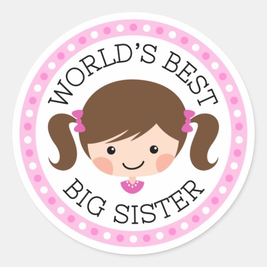 世最高の界の姉妹漫画の女の子の茶色の髪 ラウンドシール (正面)