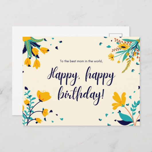 世最高の界の母へ誕生日 ポストカード (正面/裏面)