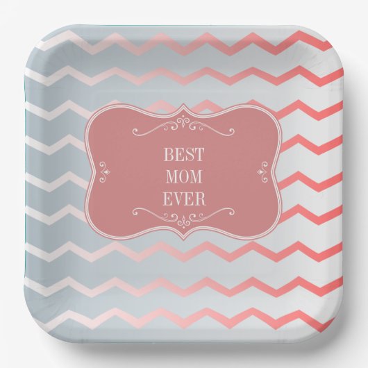 世最高の界の母ピンクのフレーム ペーパープレート (正面)