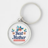 世最高の界の母、ネイビー・ブルー・フローラ キーホルダー (正面)