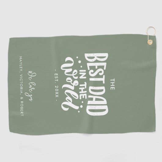 世最高の界の父の日のパパパーソナライズされた ゴルフタオル (横)