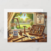 世最高の界パパハッピー父の日 ポストカード (正面/裏面)