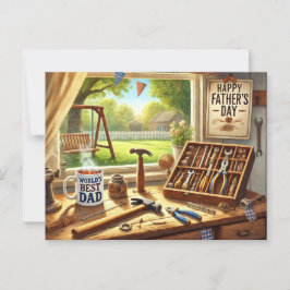 世最高の界パパハッピー父の日 ポストカード