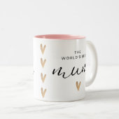 世最高の界母とハート ツートーンマグカップ (正面右)