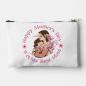 世最高の界母母、ピンクのスクリプトかわいいシックな母の日 アクセサリーポーチ (裏面)