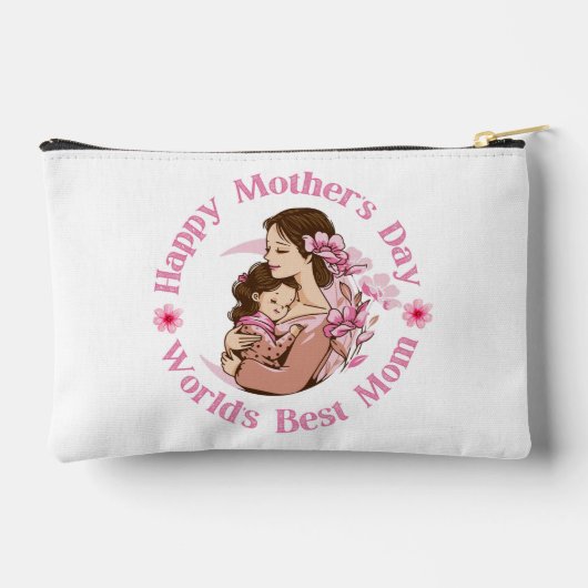 世最高の界母母、ピンクのスクリプトかわいいシックな母の日 アクセサリーポーチ (裏面)