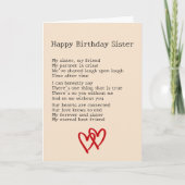 世最高の界詩誕生日の姉妹 カード (正面)